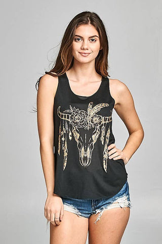 Boho Bull Graphic Tank Top