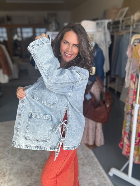 BO HO SIDE TIE OVERSIZED DENIM JACKET – Laciann Collective