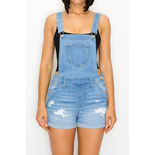 DESTROYED ROLLED CUFF SHORTALLS