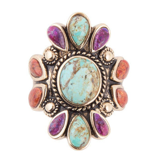 Native Color Blue Turquoise Multi Stone Ring