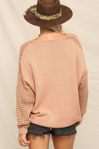 Desert Breeze Sweater V Shaped Boxy Loose Fit Sweater