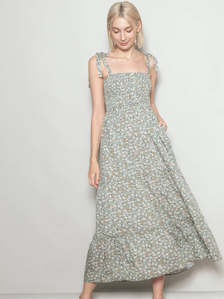 Button Down Vintage Floral Wide Flare Tiered Maxi Dress
