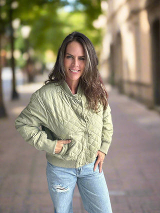 Diamond Quilted Bomber Jacket