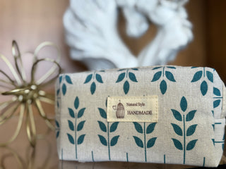 Blue Leaf Cosmetic Bag