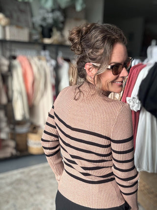 Striped Mock Knit Sweater