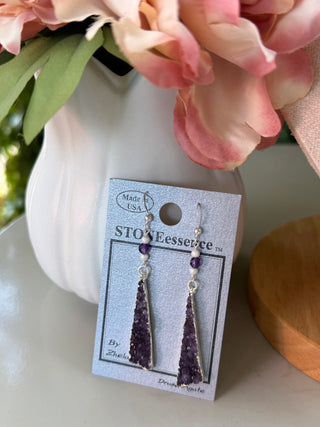 Amethyst Triangle Sail Dangle Earrings