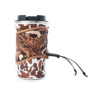 Western Trail Brew Stainless Steel Mug in Brown Leopard Print