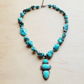 Blue Turquoise & Copper Necklace with Turquoise Pendant