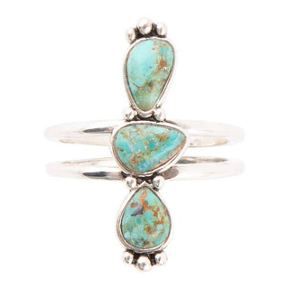 Linear Triple Stone Turquoise & Sterling Silver Ring