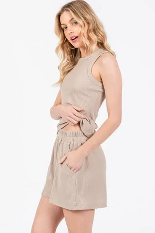 Canyon Thermal Elastic Waist Casual Shorts (Top Sold Separately)