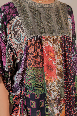 Bohemian Tiered Patchwork Blouson Top