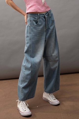Etched Inseam Bootcut Barrel Jeans