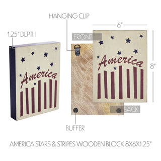 America Stars & Stripes Wooden Block
