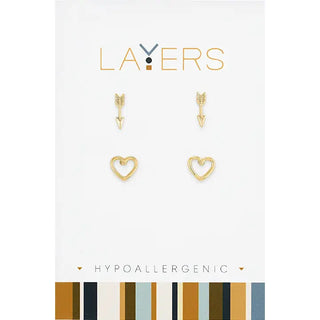 Arrow & Heart Duo Stud Earrings