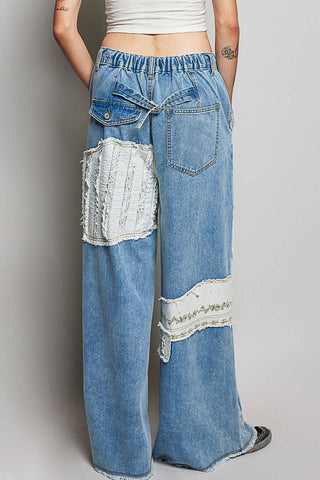 Boho Vintage Patchwork Denim Wide Leg Pants