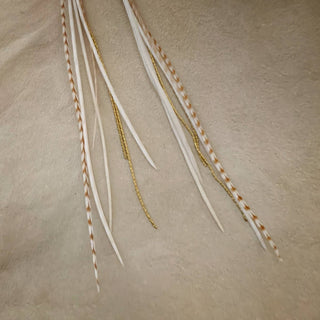 Mini Feather Earrings - Blonde Grizzly / Gold