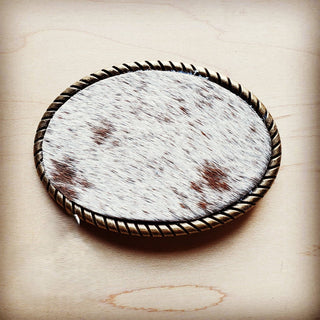 Rope Edge Spotted Hair-on-Hide Leather Belt Buckle