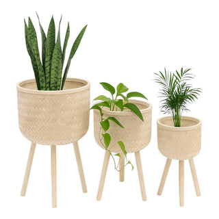 White Wood Tripod Planter Stand – Set of 3 (11, 13, 15 in.)