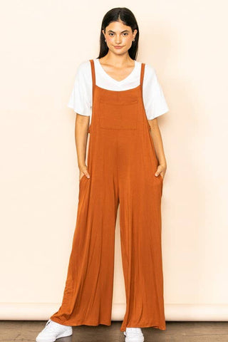 Wide Leg Overall Jumper with Bib & Side Pockets