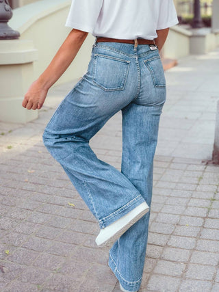 High rise straight leg jeans