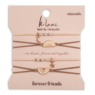 Forever Friends Neutral Sun Friendship Hair Tie Bracelet Set