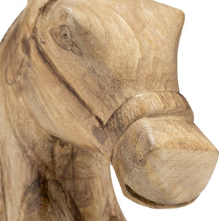 Handcrafted Wood Horse Head Figurine – Brown, 11 in.