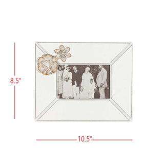 Lyra 4x6 Photo Antique Flower Picture Frame White