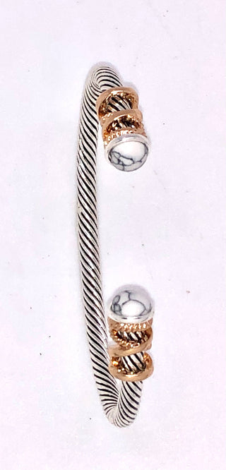 White Semi Precious Stone Cuff