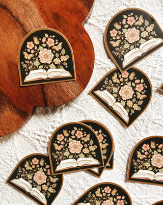Book Lovers Magical Floral Novel Vinyl Sticker