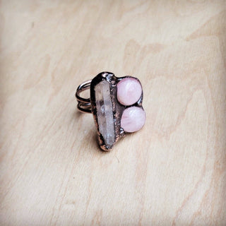 Genuine Rose Quartz Ring in a Copper Setting
