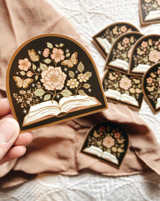 Book Lovers Magical Floral Novel Vinyl Sticker