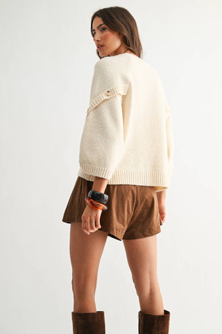 Classic Knit Button Sleeve Sweater – Soft & Stylish