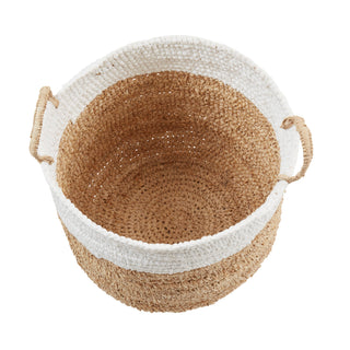 Raffia Duo-Tone Woven Basket Set of 3 - Natural