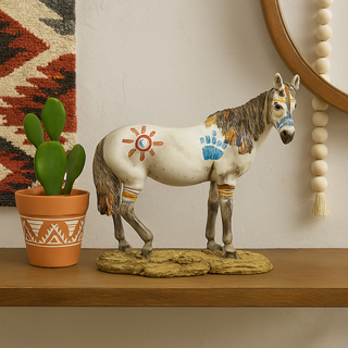 Hand-Painted Native-Inspired Horse Figurine - Southwest Décor
