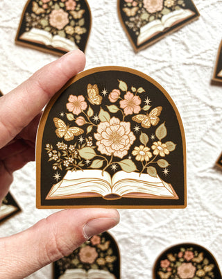 Book Lovers Magical Floral Novel Vinyl Sticker