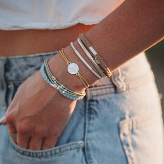 Grow Earthy Toned Silver Palm Tree Charm Hair Tie Bracelets