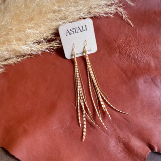 Mini Feather Earrings - Ginger Grizzly / Gold