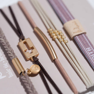 Faith Warm Neutrals with Gold Cross Hair Tie Bracelets