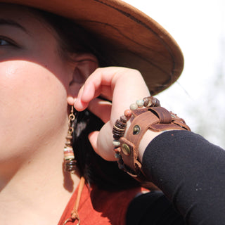 Aqua Terra and Wood Earrings