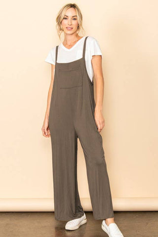 Wide Leg Overall Jumper with Bib & Side Pockets