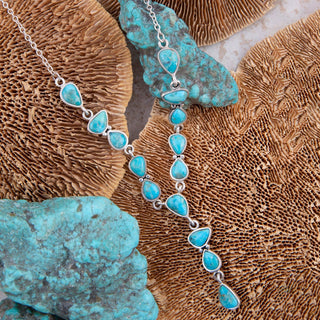 Durango Blue Turquoise and Silver Y-Necklace