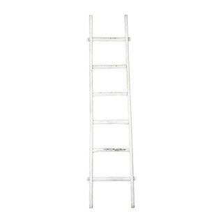 White Wooden Coastal Decorative Ladder, 76 in.