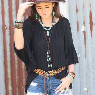 Leather Lasso Necklace with Turquoise Accents