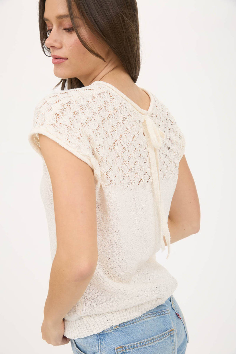 Cozy Grace Eyelet Yoke Knitwear