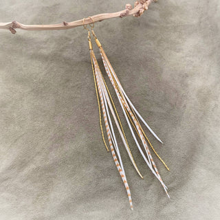 Mini Feather Earrings - Blonde Grizzly / Gold