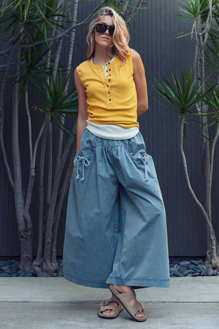 Tidal Drawstring Wide Leg Culottes