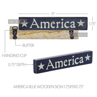 America Blue Wooden Sign