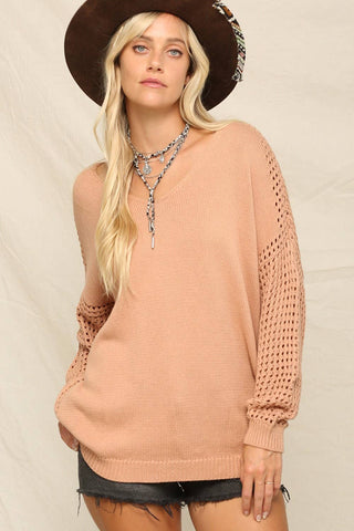 Desert Breeze Sweater V Shaped Boxy Loose Fit Sweater