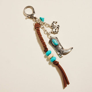 Braided Semi Precious Cowgirl Bag Charm Keychain