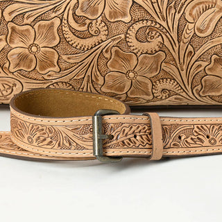 Hand-Tooled Leather Duffel Bag with Floral Carving | Laciann Collective